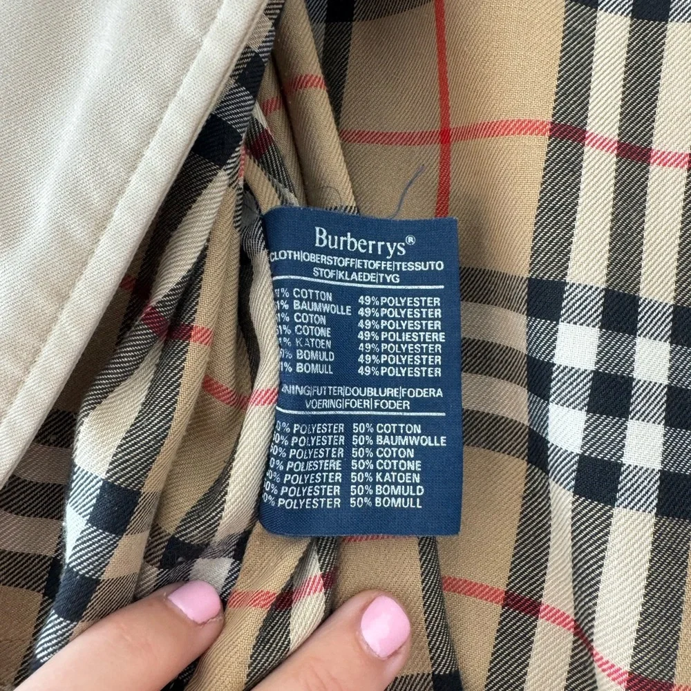 Vintage Burberrys London Trench Coat Nova Check Lined Beige Belted Classic - Picture 9 of 14